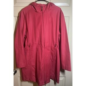 Weatherproof Womens Hooded Raincoat Outerwear Color Magenta Pink, Size XL